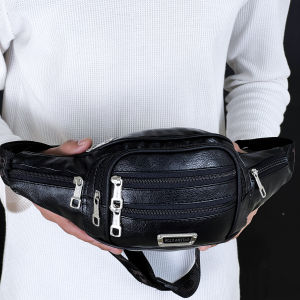 Waistbag Renno PU Leather Polo Amstar Slingbag 7 Ruang Tas Selempang Pinggang Kulit Pria