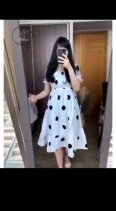 D05 Polka Dress Polka doll korean dress Silky Twiscone