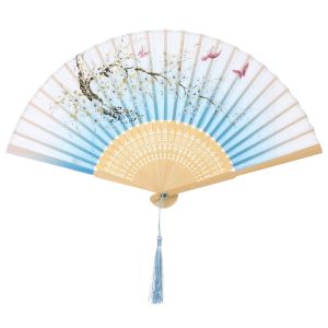 NEXASHOP Craft Home Decoration Flower Pattern Elegent Bamboo Folding Fan Handheld Fan Dance Performance Props Chinese Style Painting