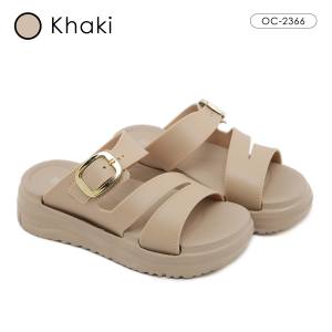 OCTAVIA Sandal Slide Slip On Wedges Wanita with Belt Strap #OC-2366 (FREE BOX)