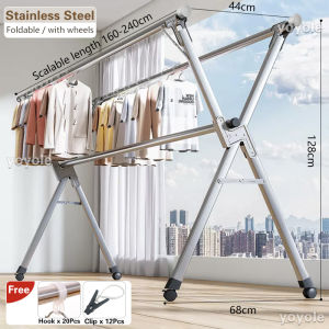 Foldable Clothes Drying Rack Retractable Clothes Drying Rack Stainless Steel Outdoor Laundry Rack