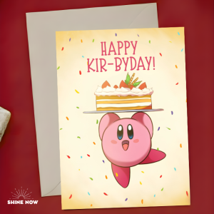 Kirby Cute Sweet Birthday Card A6 Cute Greeting Bday Card Gift | FREE Envelope FREE Bubble Mailer