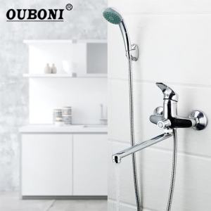 LDIES Wall Mounted Length Outlet Rotating Bathroom Shower Faucet Bath Faucet Mixer Tap With Hand Shower Faucet Set Bathtub 7T2N8