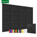 BEIYIN 12 Pcs Polyester Fiber Acoustic Insulation Panels 30x30x0.9cm Perforated Soundproof Padding,Sound Absorption Tiles Wall Noise Decoration for Home Studio/Offices/KTV/Gaming Rooms. 