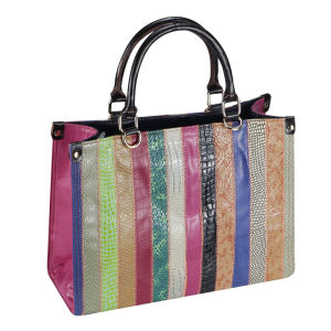 Royal Bagger Genuine Leather Tote Bag Large Capacity Color Stripe Shoulder Crossbody Bags Vintage Satchel Purse for Women 3093