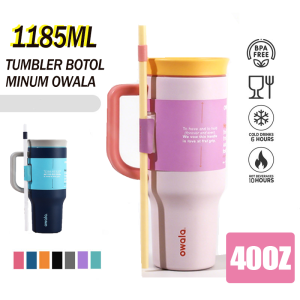 Owala 40oz Tumbler OWALA 1185ML Botol Minum Tahan Panas Dingin Stainless Steel Premium Dengan Sedotan Dual Sip~HOT