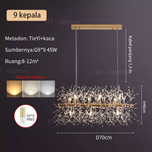 Nordic lampu gantung kristal langit-langit tinggi restoran lampu strip meja makan lampu gantung dekorasi interior lampu