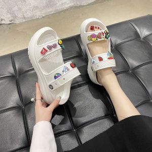 Tặng 12 Sickers 2D Dép Sadal Cross Màu Trắng Độn Đế Tăng Chiều Cao Cho Phái Nữ