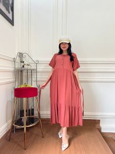GALERI Midi Dress Wanita Premium Long Dress Polos Bahan Rayon MISNY