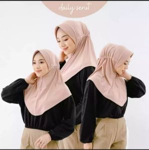 Bergo Hijab Jersey Premium Serut Polos Menutup Dada Terbaru 2024 Viral Termurah Kerudung Instan COD