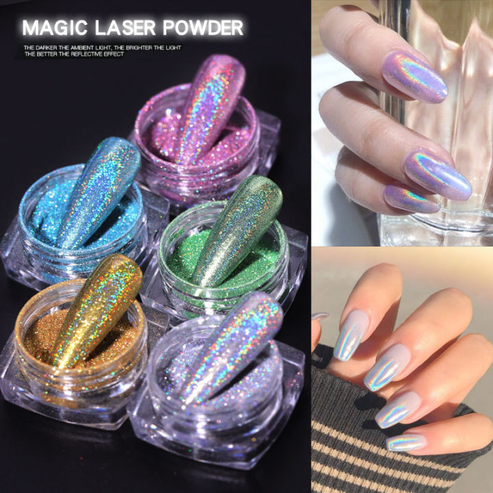 Nail Glitter Holographic Powder Laser Silver Glitter Chrome Nail