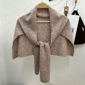 MAOMEI Phong cách cổ điển. Khăn choàng dệt kim hình chữ T Ấm áp Áo choàng Khăn quấn cỡ lớn Phong cách cổ điển. Màu trơn Khăn giữ ấm cổ Phụ nữ