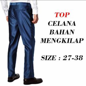 Celana Formal Pria Panjang Slimfit Bahan Metalik Kerja Kantor Slim Fit Mengkilap Kantoran Premium