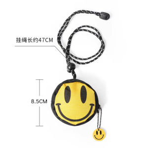 INS smiley face coin purse mini pouch key wallet trendy headphone bag hanging neck bag cute sling bag