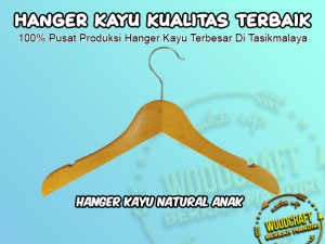 12 PCS HANGER KAYU UKURAN ANAK WARNA NATURAL GANTUNGAN BAJU