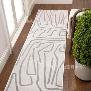 Geometric Lines Corridor Carpet Crystal Velvet Kitchen Mat Wear-resistant Stain-resistant Entrance Door  Rug 几何线条 走廊地毯 厨房垫 耐磨 耐脏 玄关入户门垫 FUNIANQI