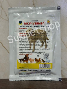 MKV-IVERMEC - 20g - BỘT TRỘN THỨC ĂN GIÚP HỖ TRỢ GIẢM VE RẬN NỘI NGOẠI KST CHO CHÓ MÈO GIA SÚC GIA CẦM
