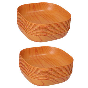 20/40Pcs Plastic Wooden Design Plate Kitchen Square Plate Set Cake Dessert Dish Tray Household Snack Plate Tableware