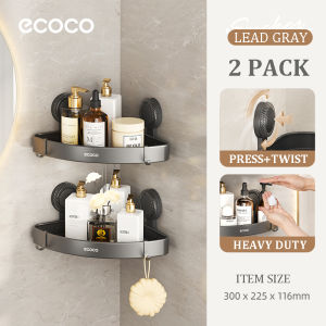 Ecoco Corner Bathroom Storage Rack Space Aluminum Corner Shelves Suction Cup Kitchen Organizer