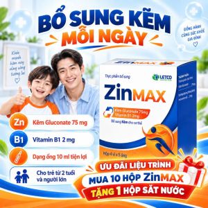 ZinMAX – Bổ sung Kẽm Gluconate và Vitamin B1 cho trẻ từ 2 tuổi