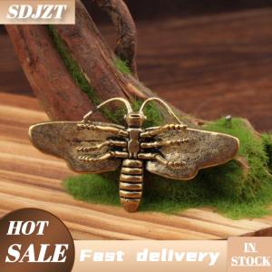 SDJZT 1 3pcs Brass Moth điêu khắc côn trùng bức tượng cho bàn trang trí nội thất cổ điển collecton nghiên cứu phòng & kệ sách trang trí