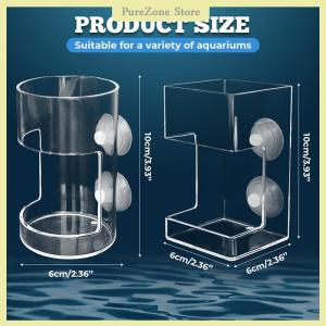 [PureZone] Fish Feeder For Aquarium 2025 New Fish Tank Dish Tray With Suction Cup Acrylic Fish Feeding Tube Fish Food Holder
