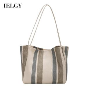 IELGY Canvas Stripe Bag Large Capacity Female Bag Trend Summer Fashion Simple