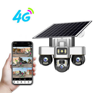 V380 Pro Three-lens surveillance camera outdoor HD definition night vision full-color solar cctv Support 4G WIFI network