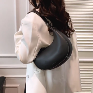 Womens Stylish Shoulder Bag Commuting Bag PU Leather Underarm Bag Half Moon Bag Solid Color Armpit Bag Trendy Handbags