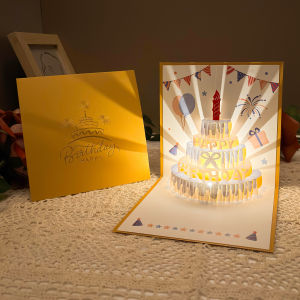 Happy Time 3D happy birthday card Cake with music birthday decoration Handwritten Card for Kids girls boys Mom
