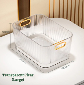 Desktop Storage Box with Cover Stackable Thickened Handle Cosmetics Jewelry Storage Basket Acrylic Makeup Organizer