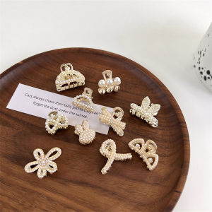 Jepitan Rambut Korea Hairstyle Mini Aesthetic Side Size Clip Pearl Hairpin Geometry Elegant  - Ukuran 25cm 9 Model Random