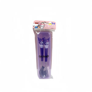 Student Portable Fork Spoon Cartoon Tableware kuromi 2-Piece Set Sanrio Stainless Steel Tableware With Case Stainless Steel Ceramic Tableware With Box Fork Set Exquisite Cartoon Pattern,Lunch Bag,Lunch Box