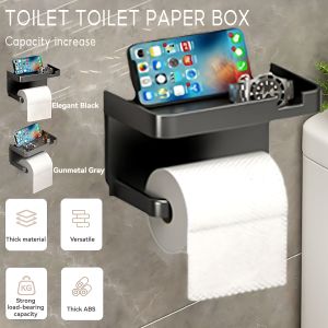 Tissue Holder Wall Mounted Toilet Paper Roll Storage Rack Modern minimalist Double-layer paper roll holder Punch Free Waterproof Mobile Phone Storage Bathroom Strong weighing force wear-resistant