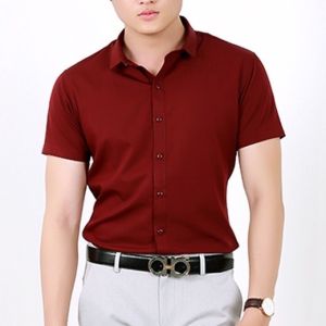 [Ảnh thật- Loại đẹp] Áo sơ mi nam ngắn tay vải cotton lụa trơn mát body dáng Hàn Quốc đang hot hiện nay
