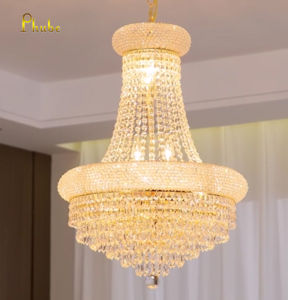 Luxury K9 Crystal Chandelier Modern Empire Style Gold Ceiling Light for Luxurious Living Room & Dining Room Decor