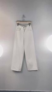 Quần jeans ống đứng cho nữ cotton nguyên chất trắng tinh khiết quần dài phong cách người nổi tiếng 2025 xuân mẫu mới