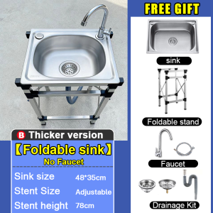 🔥Damage Compensation🔥 304 stainless steel Sink Foldable sink Portable Sink Stand and Faucet Set