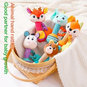 SYCPAT Deer Animal Shaped Infant Hand Rattle Bear Bunny Polyester Soft Stuffed Animal Rattle Kids Handbells Toys Plushies Doll Deer Colorful Baby Rattle Home Party Decor