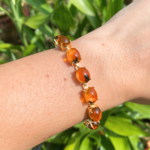 Gold Plated Amber Stone Elegant Bracelet