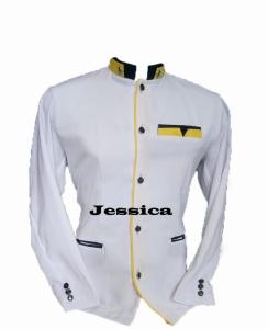 Baju jasko putih polos lis kuning 100% real pict fashion muslim baju muslim terbaru 2024