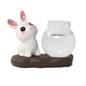 เหยือกกระจกใสสำหรับพุ่มไม้ไฮโดรโพนิกร่วมสมัยพร้อมฐานหนา