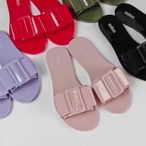 Melissa Official Store Women Slides Beach Slippers Big Bow Women Flat Shoes Women Shoes
