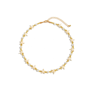 Nature Themed Adjustable Starfish With Soft Luster Pearls Comfortable Beaded Neckchain For All Day Use