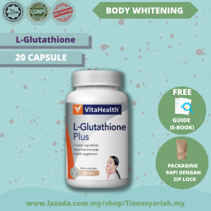 L Glutathione Collagen Supplement ubat putih satu badan original mencerahkan kulit skin whitening 美白 Glutacid vitamin C mujarab hilangkan jerawat muka parut putih mulus berseri anti aging 20 capsule