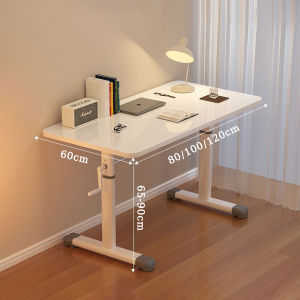 Adjustable Height Computer Table Solid Wood Office Desk Thicken Study Table for Student Adult 80/100/120cm Standing Desk Manual Adjustable