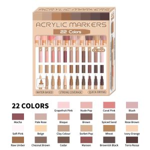 LETOY 22 Colors Acrylic Paint Pens Extra Fine Tip Pro Color Series Paint Markers Set Assorted Colors Gray/Skin Tones Drawing Colored Pen Art Projects