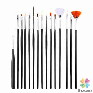MD ชุดพู่กันอะคริลิค สําหรับตกแต่งเล็บเจล 15 ชิ้น พู่กันหัวเล็ก Nail brush