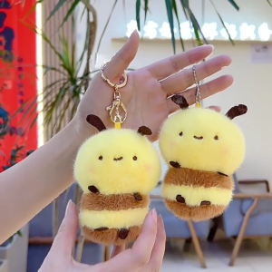 Honeybee Plush Doll Key Holder Stuffed Animal Toy Shaped Keychain Bag Pendant Multipurpose Accessory for Daily Use