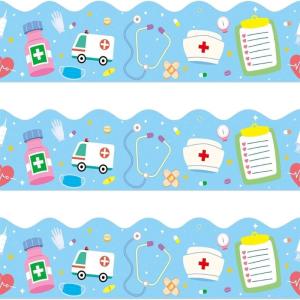 59ft Long Healthcare Themed Border Sticker Nurse Day Border Trim Sticker for Hospital and Office Window Wall Decoration